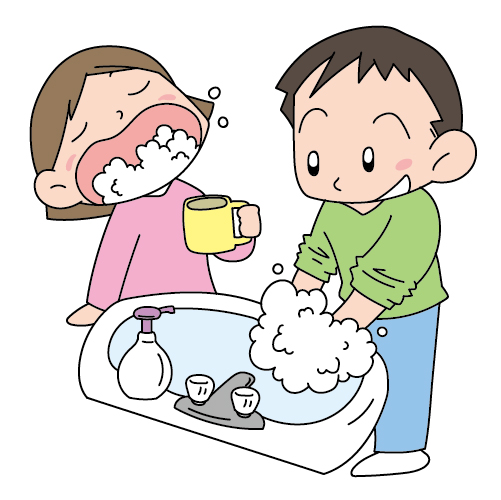 うがい 手洗いでインフルエンザ予防する子供 無料イラスト素材ならイラストック