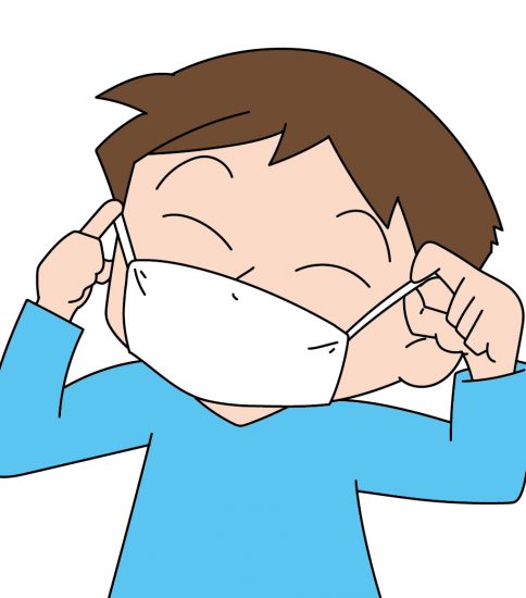 マスクをかける花粉症の男性