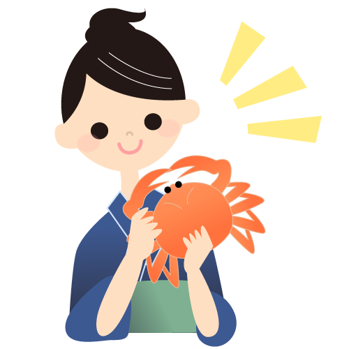 蟹を食べる女性 無料イラスト素材ならイラストック