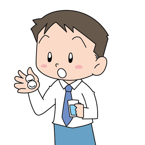 サプリメントを飲む男性 無料イラスト素材ならイラストック