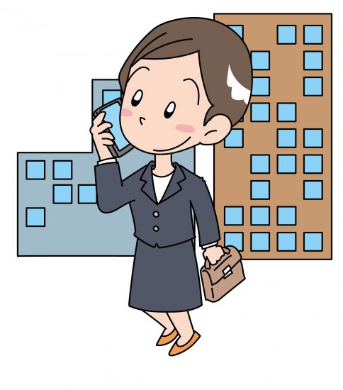 電話中の就活女性