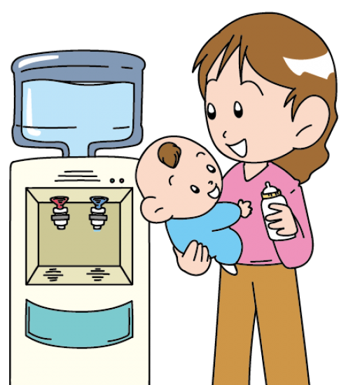 赤ちゃんのミルクにウォーターサーバーを使うお母さん 無料イラスト素材ならイラストック