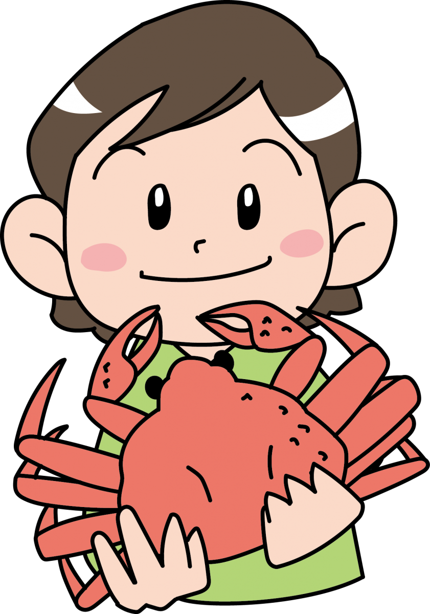 蟹を持つ女の子 無料イラスト素材ならイラストック