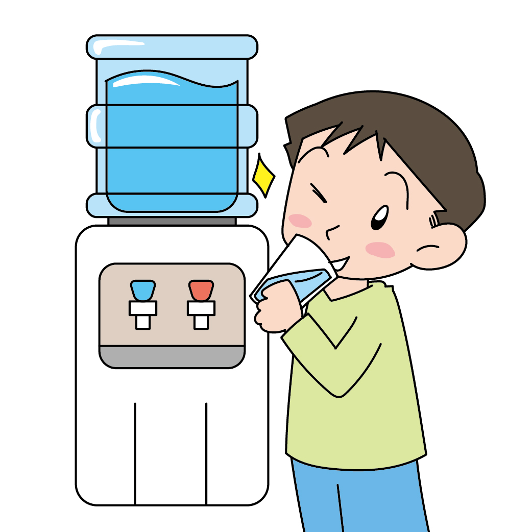 ウォーターサーバーの水を飲んでご機嫌な男の子 無料イラスト素材ならイラストック