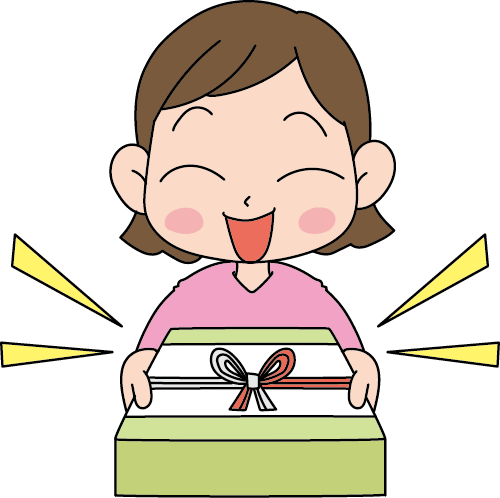 お歳暮を受け取って喜ぶ女性 無料イラスト素材ならイラストック