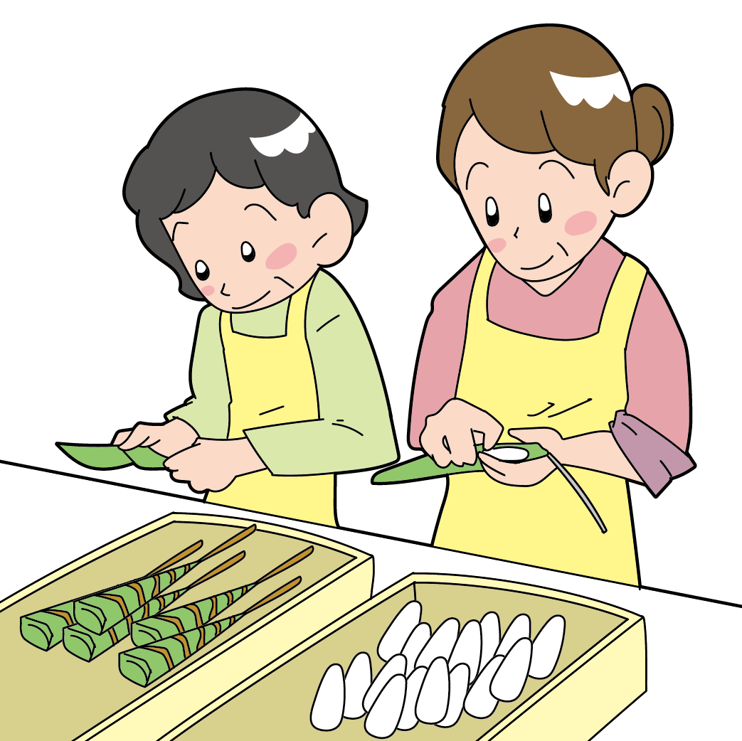 和菓子屋さんのちまき作り 無料イラスト素材ならイラストック